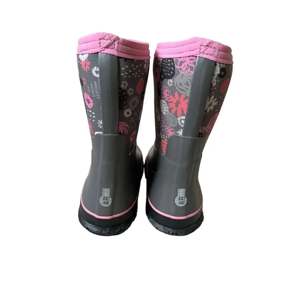 Bogs Stomper Garden Winter Boots Toddlers‎ Size 3 Youth Gray Rubber Rain Snow